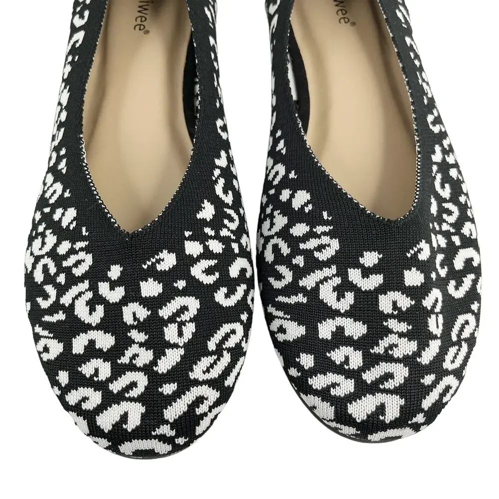 Ataiwee Shoes Leopard Black White 11 Ballet Flats New